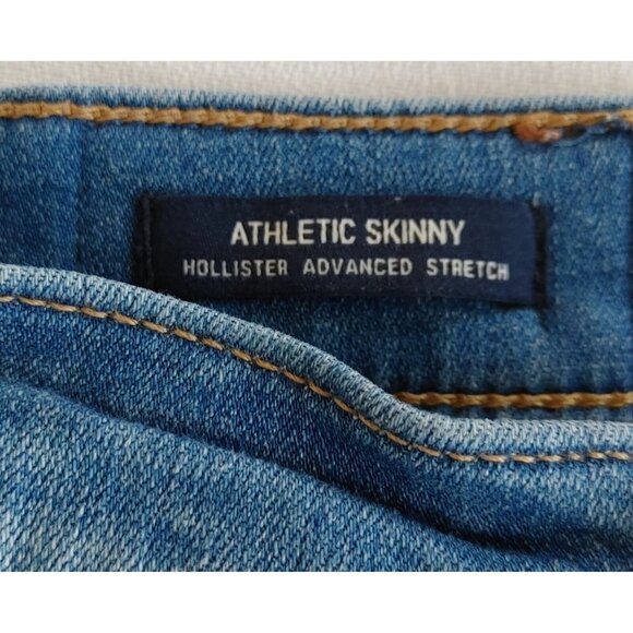 Hollister Athletic Skinny Blue Jeans Women's Size 29/30 Ripped Distressed - Picture 2 of 4